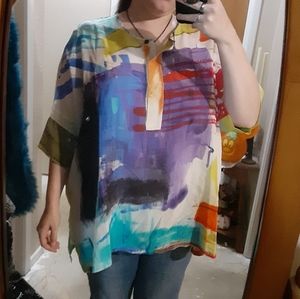100% Silk Watercolor Blouse